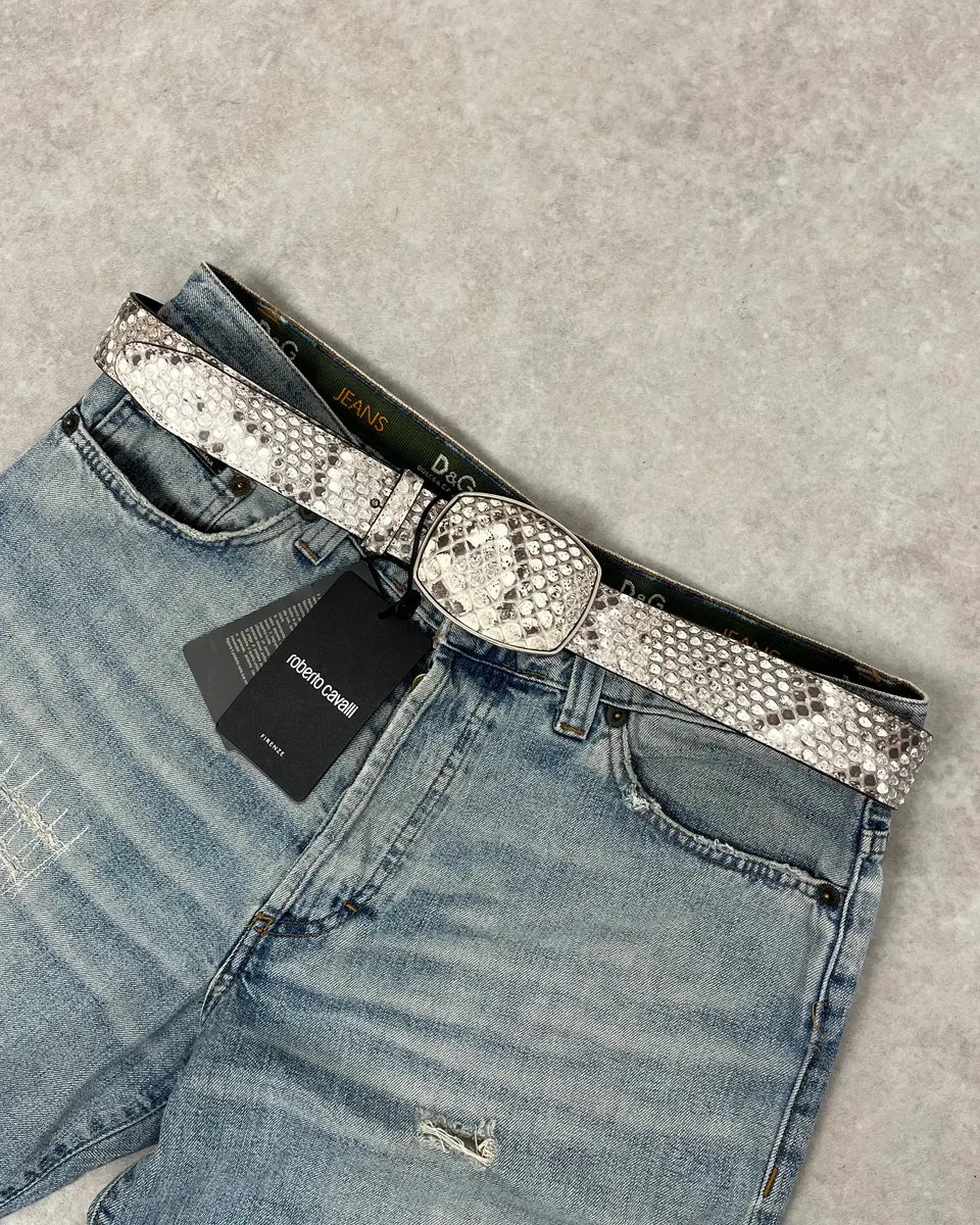 Roberto Cavalli Beige Python Leather Avant-Garde Belt FHOeJLg 0