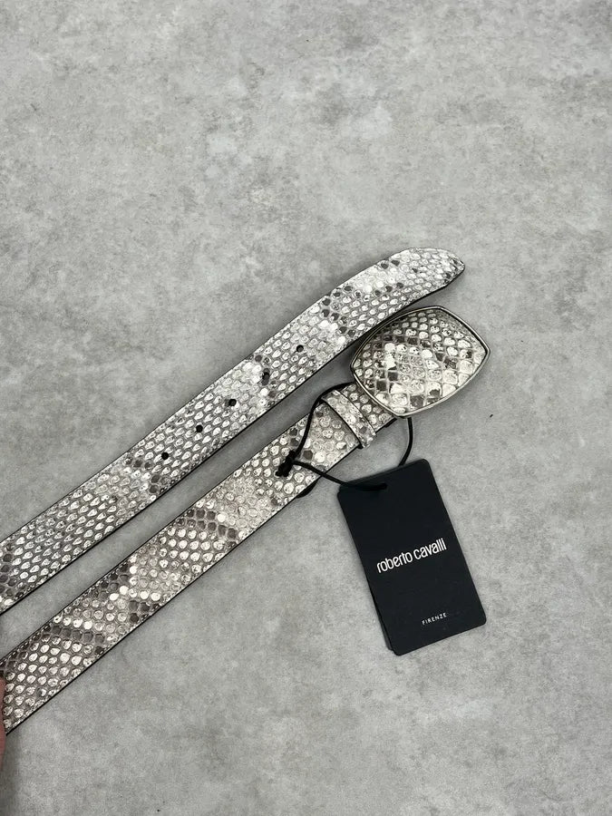 Roberto Cavalli Beige Python Leather Avant-Garde Belt FHOeJLg 2