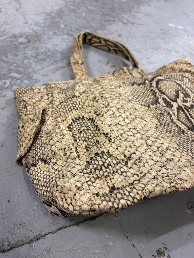 Roberto Cavalli Beige Snake Print Handle Tote Bag eAOmsCo 3