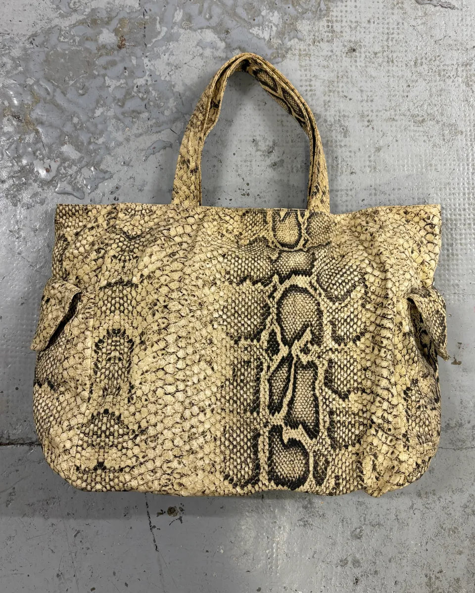 Roberto Cavalli Beige Snake Print Handle Tote Bag eAOmsCo 0