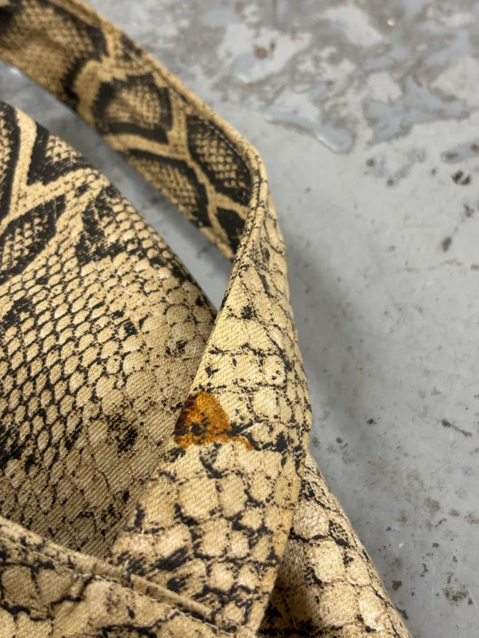 Roberto Cavalli Beige Snake Print Handle Tote Bag eAOmsCo 7