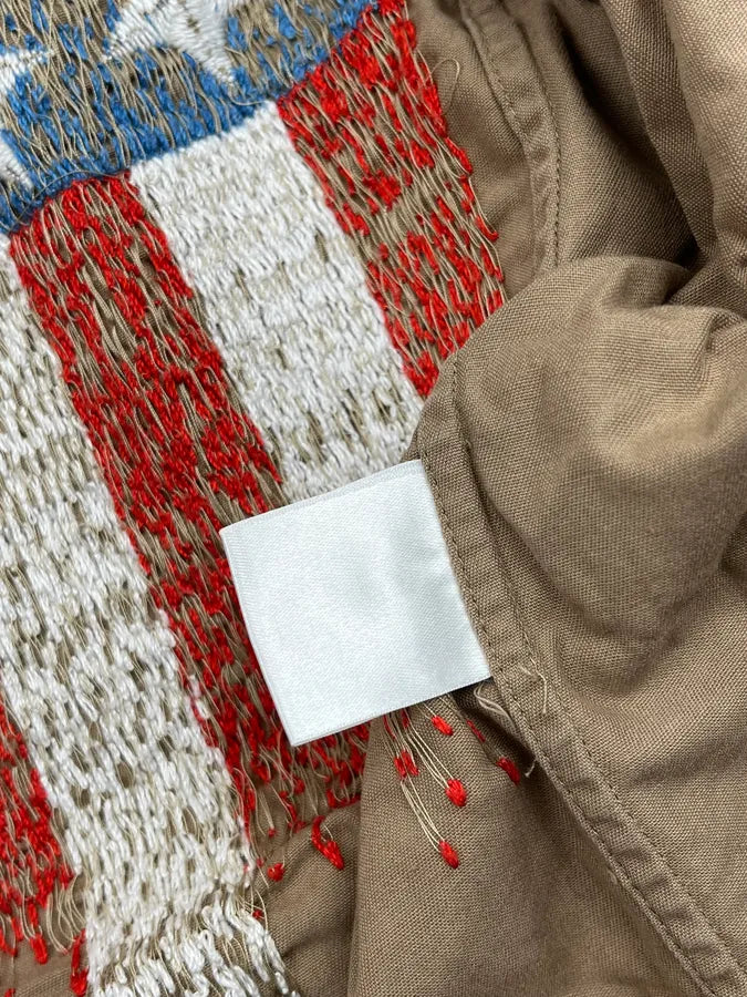 2000s Roberto Cavalli Khaki Stars & Stripes Embroidered Shirt kScQknH 13