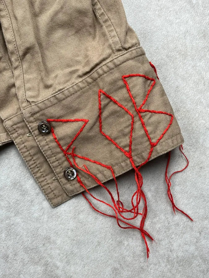 2000s Roberto Cavalli Khaki Stars & Stripes Embroidered Shirt kScQknH 11