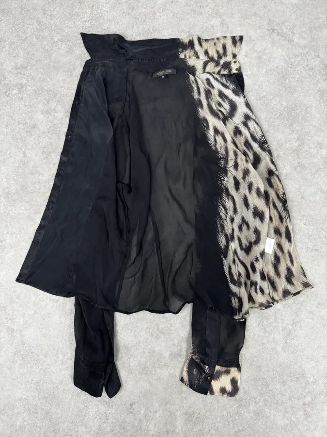AW2001 Roberto Cavalli Black & Leopard Print Silk Shirt  htYcGmz 6