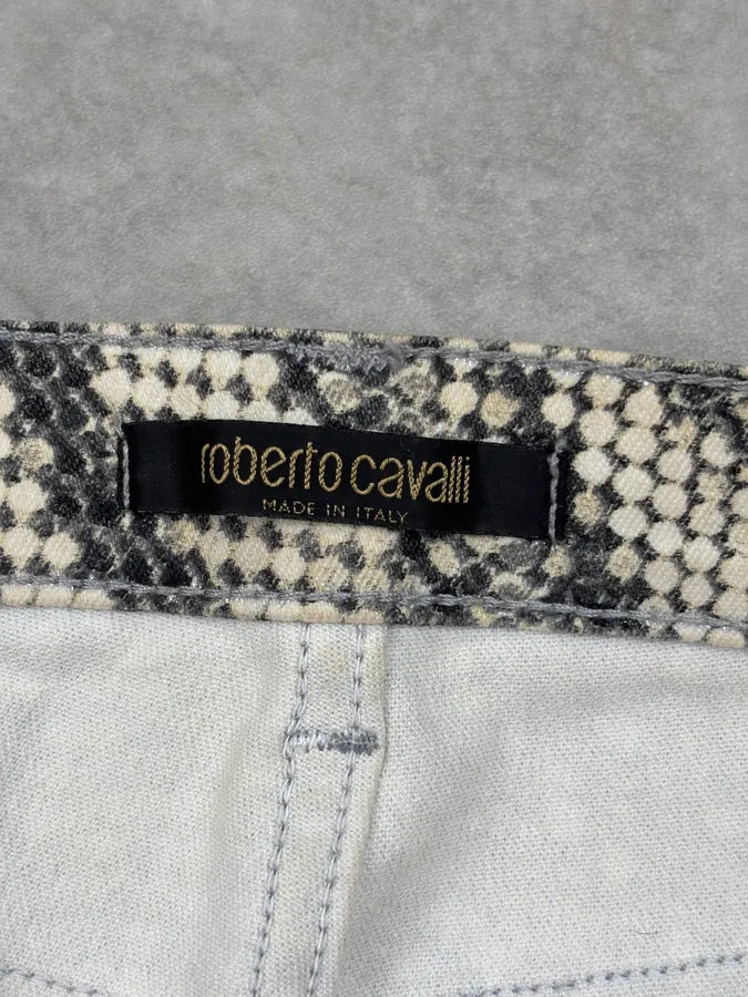 2000s Roberto Cavalli Black & Cream Sequin Optical Pants DVxqjZC 10