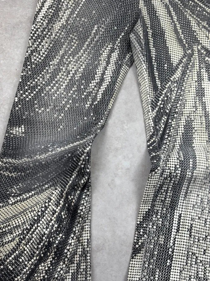 2000s Roberto Cavalli Black & Cream Sequin Optical Pants DVxqjZC 5