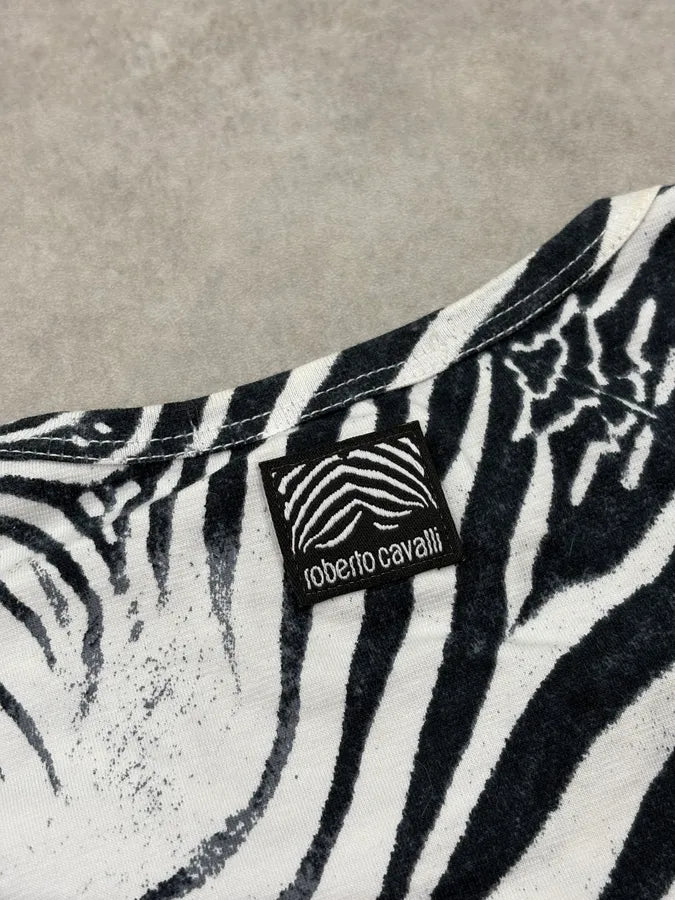 2000s Roberto Cavalli Black & White Zebra T-Shirt zFZLKSE 6