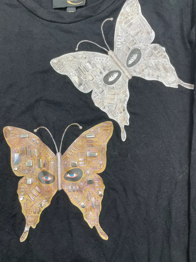 Roberto Cavalli Black Cotton Butterfly Longsleeve Cut Out  zswmSZc 8