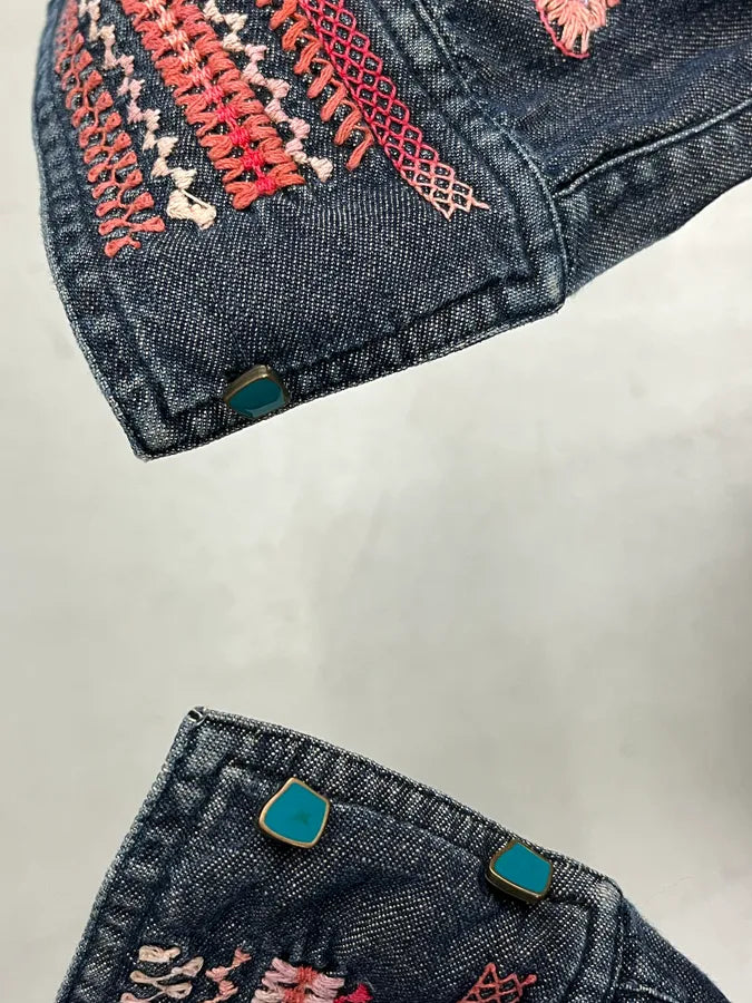 2000s Roberto Cavalli Blue Fantasy Embroidered Shirt lfvWyIL 7