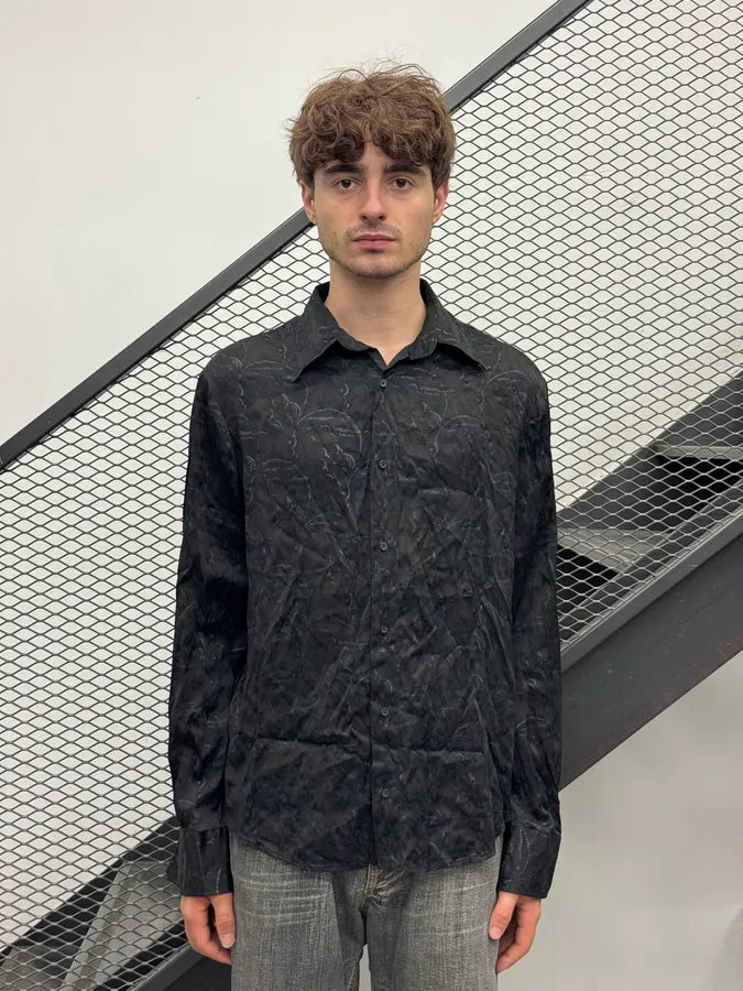 SS2008 Cavalli Black Floral Jacquard Shirt yBFBpAz 1