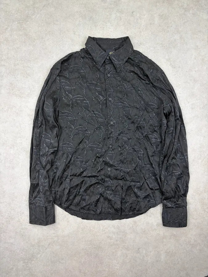 SS2008 Cavalli Black Floral Jacquard Shirt yBFBpAz 0