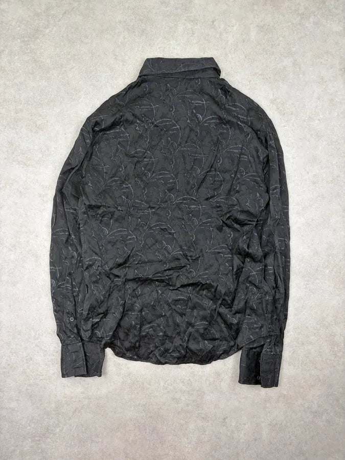 SS2008 Cavalli Black Floral Jacquard Shirt yBFBpAz 7