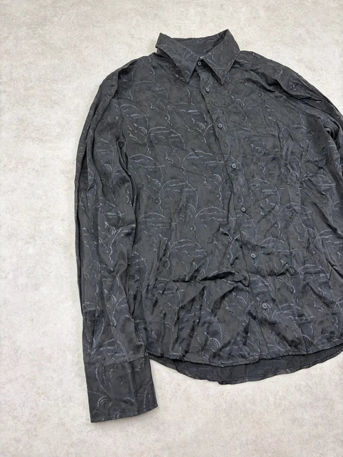 SS2008 Cavalli Black Floral Jacquard Shirt yBFBpAz 3