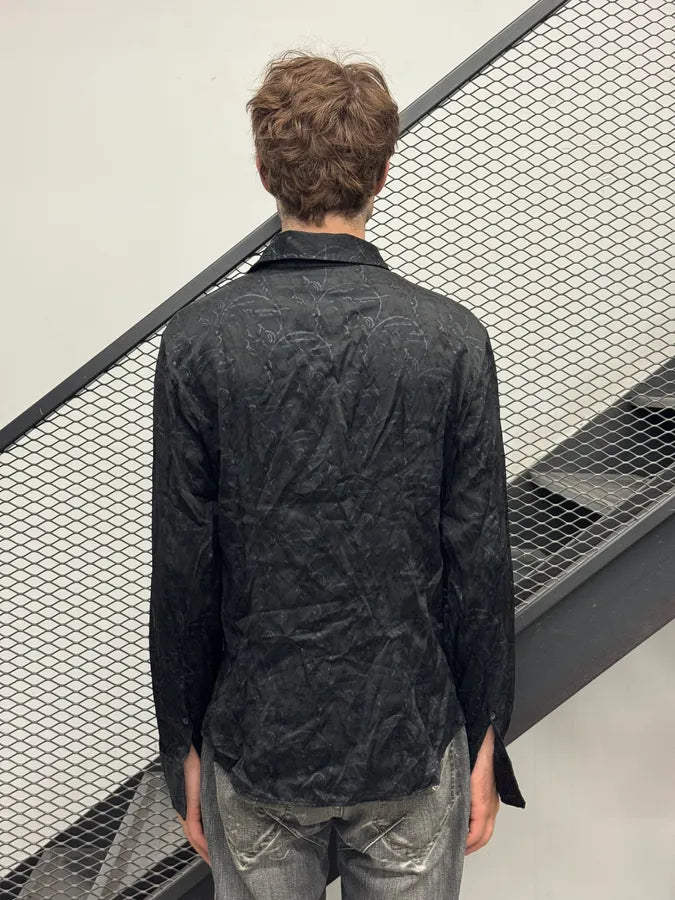 SS2008 Cavalli Black Floral Jacquard Shirt yBFBpAz 2