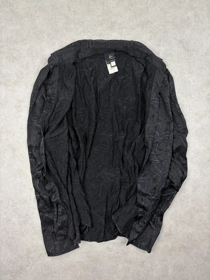 SS2008 Cavalli Black Floral Jacquard Shirt yBFBpAz 8