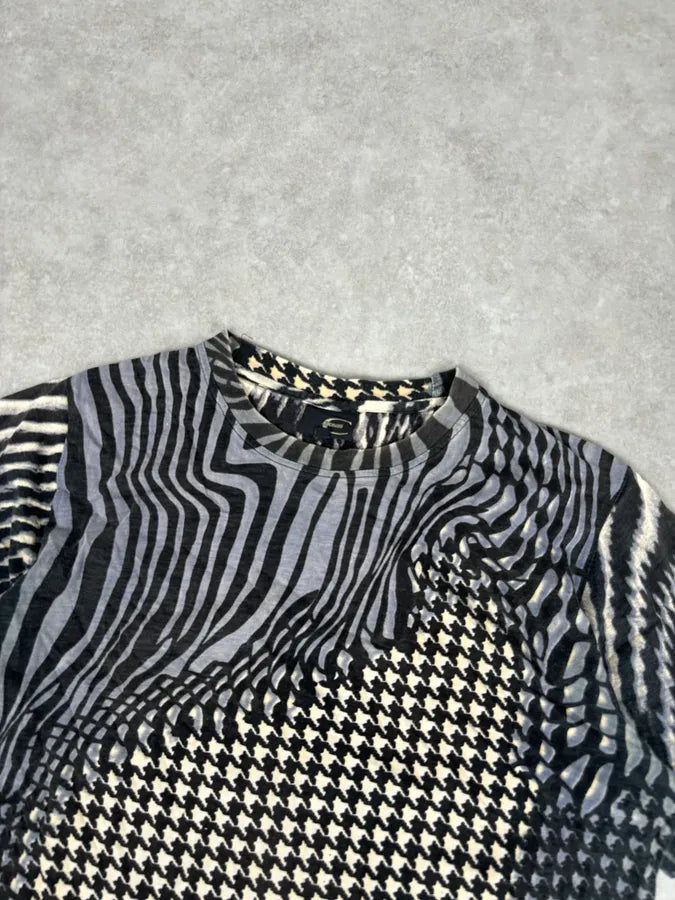 SS2001 Cavalli Psycho Multi-Patterned T-Shirt TNbOqxh 3