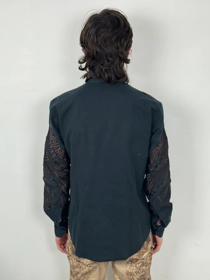 Roberto Cavalli Black & Brown Crop Circle Embroidered Shirt AFmwSkD 2