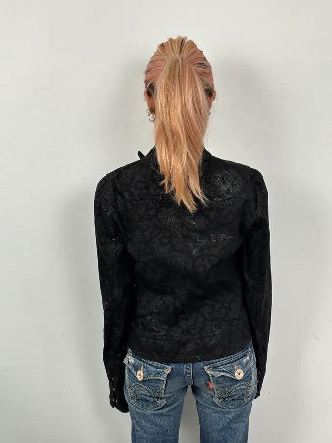 2000s Roberto Cavalli Black Obscure Damask Jacket GYrLQcf 2