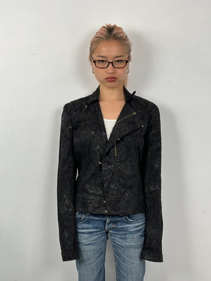 2000s Roberto Cavalli Black Obscure Damask Jacket GYrLQcf 1