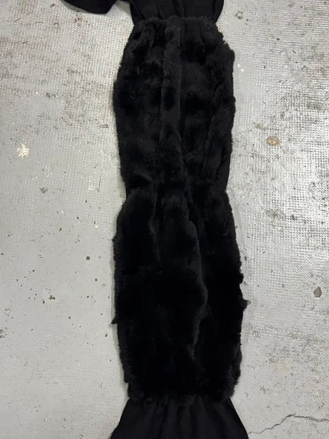 Roberto Cavalli Black Fur & Fringed Hybrid Scarf aTKXdKW 6
