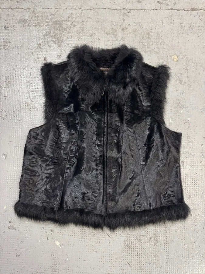 Roberto Cavalli Black Fur Pony Hair Leather Vest Jacket zbJFJxo 0