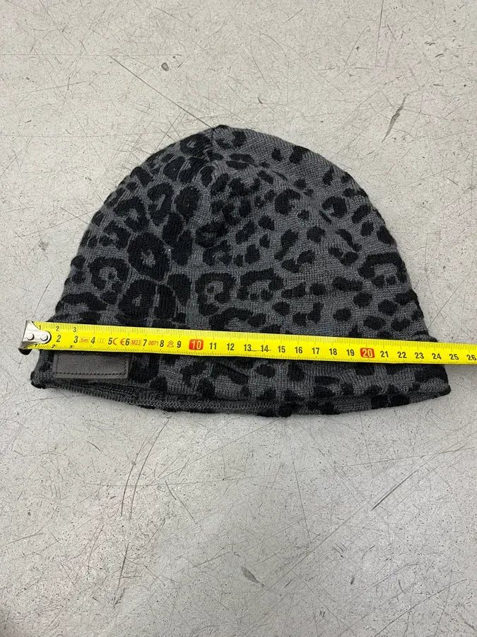 Roberto Cavalli Black Grey Wool Leopard Beanie Hat kaTktTL 10