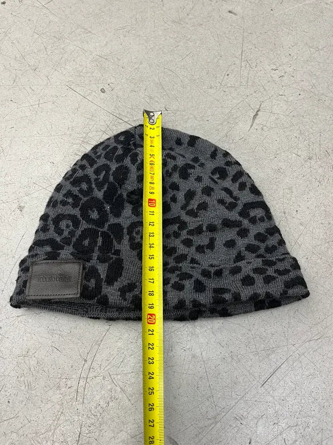 Roberto Cavalli Black Grey Wool Leopard Beanie Hat kaTktTL 11