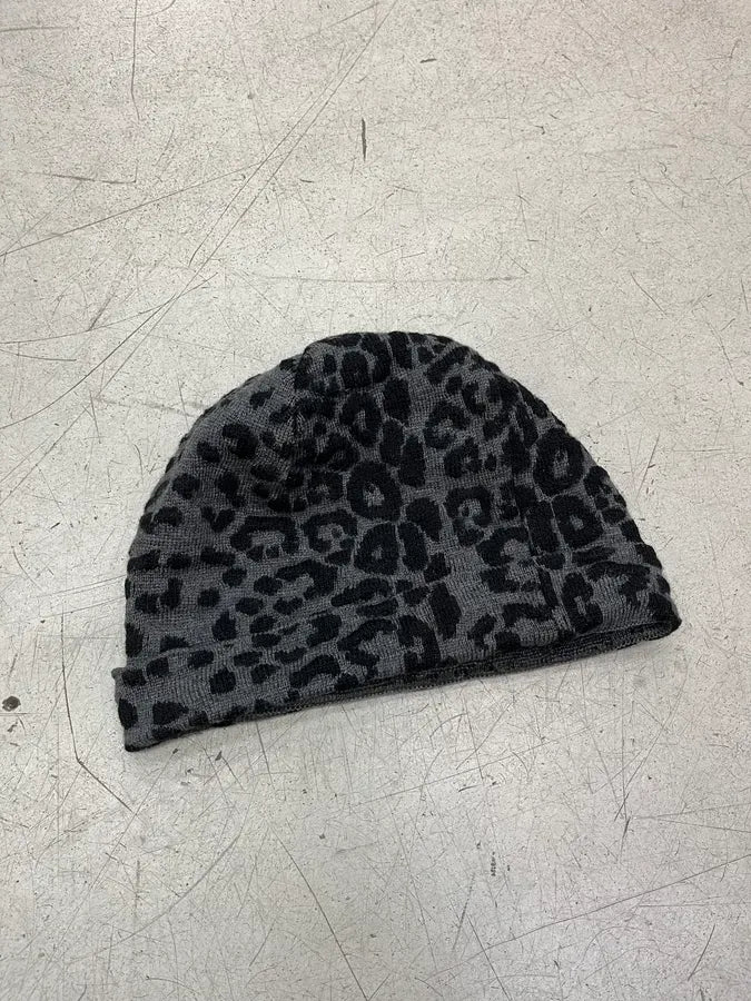 Roberto Cavalli Black Grey Wool Leopard Beanie Hat kaTktTL 4
