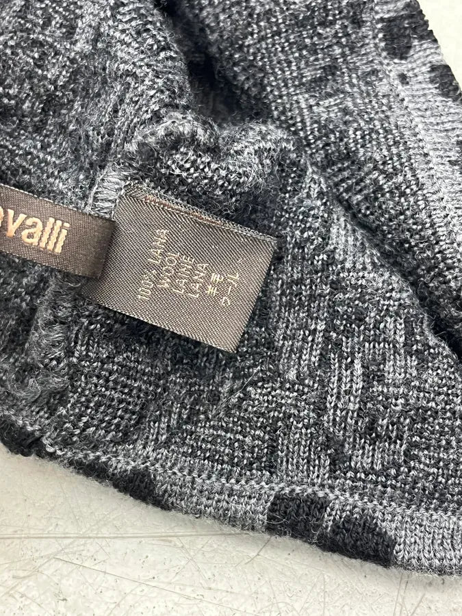 Roberto Cavalli Black Grey Wool Leopard Beanie Hat kaTktTL 9