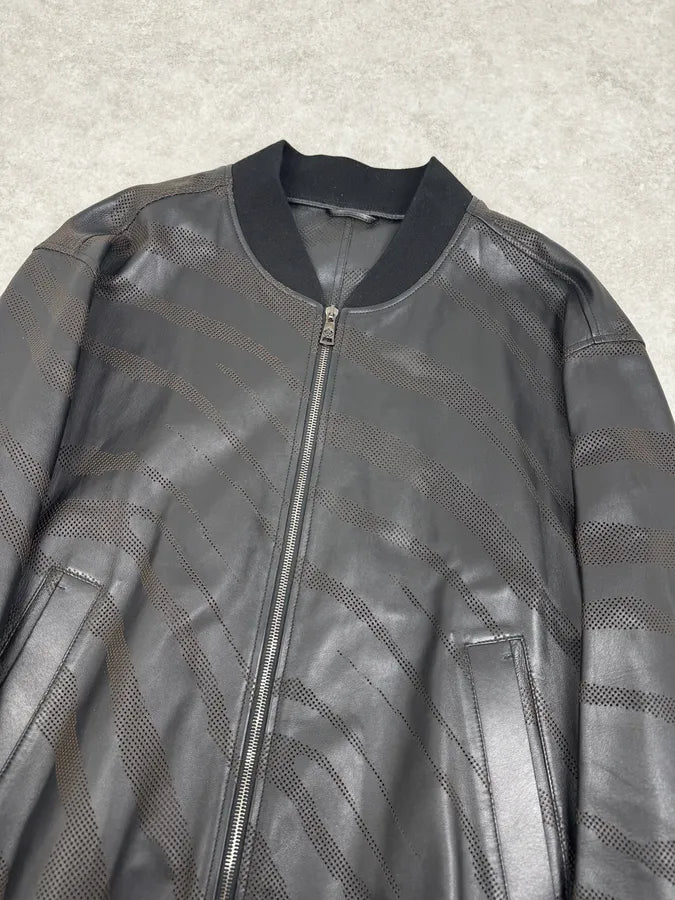 Roberto Cavalli Black Lazer Cut Bomber Leather Jacket JLagkva 4