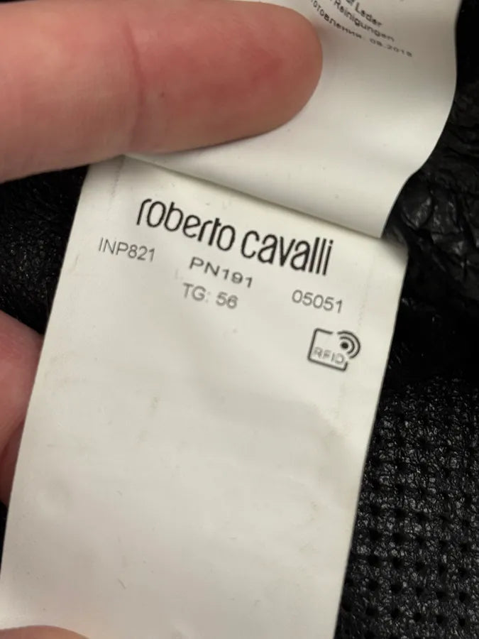 Roberto Cavalli Black Lazer Cut Bomber Leather Jacket JLagkva 10