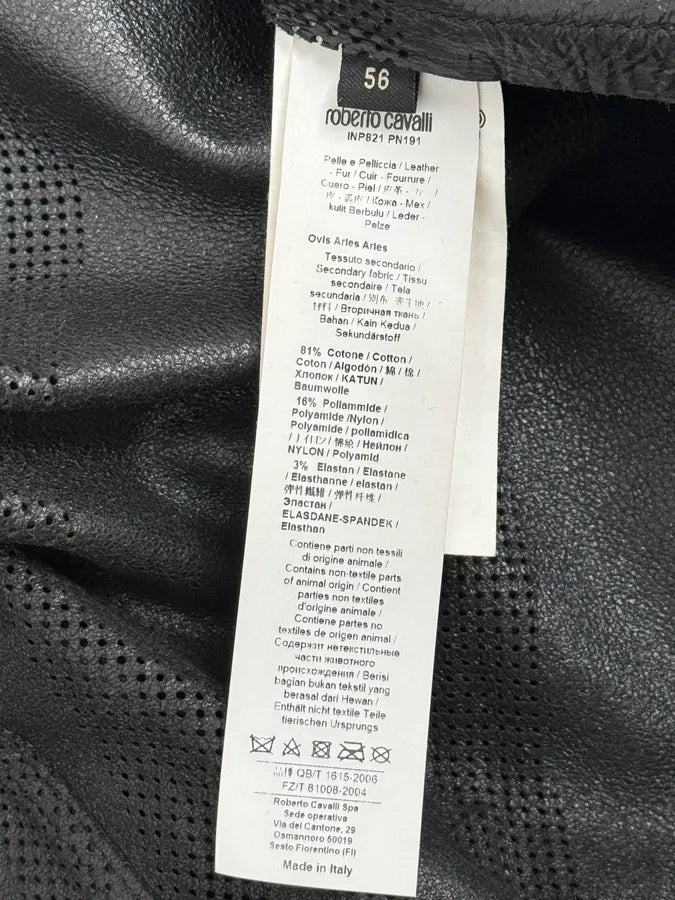Roberto Cavalli Black Lazer Cut Bomber Leather Jacket JLagkva 9
