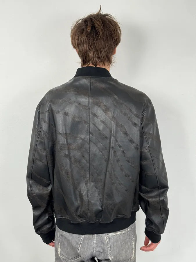 Roberto Cavalli Black Lazer Cut Bomber Leather Jacket JLagkva 2
