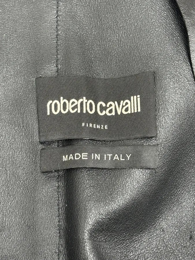 Roberto Cavalli Black Lazer Cut Bomber Leather Jacket JLagkva 8