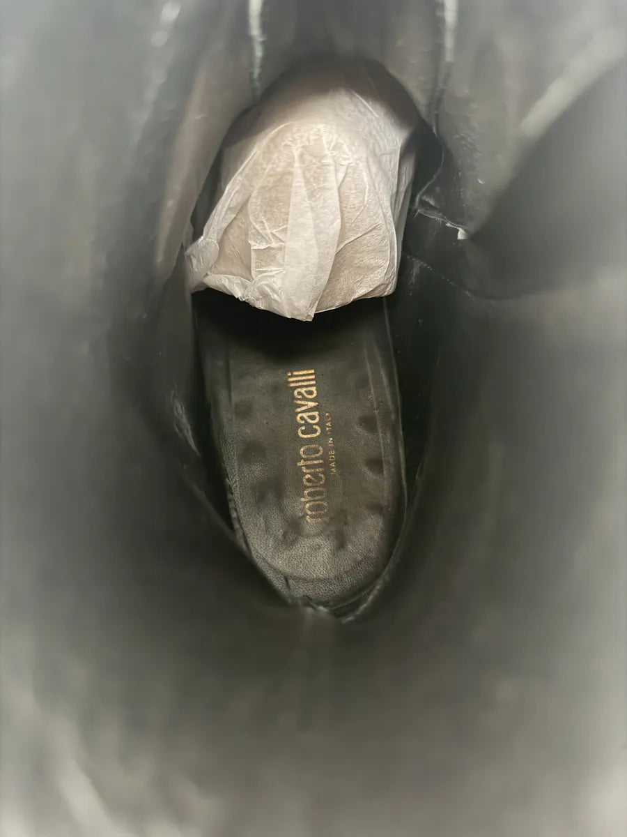 Roberto Cavalli Black Leather Ankle Boots YHDLQbB 7