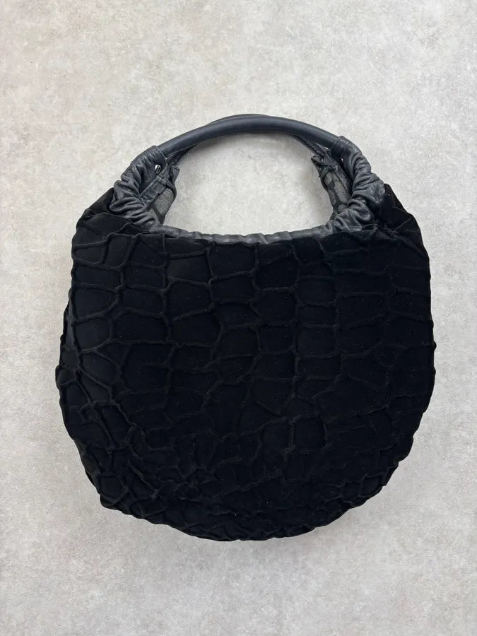 Roberto Cavalli Black Leather Crocodile-Embossed Reversible Handle Bag kHoQuSC 7