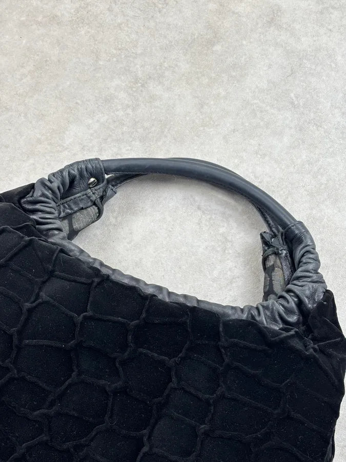 Roberto Cavalli Black Leather Crocodile-Embossed Reversible Handle Bag kHoQuSC 8