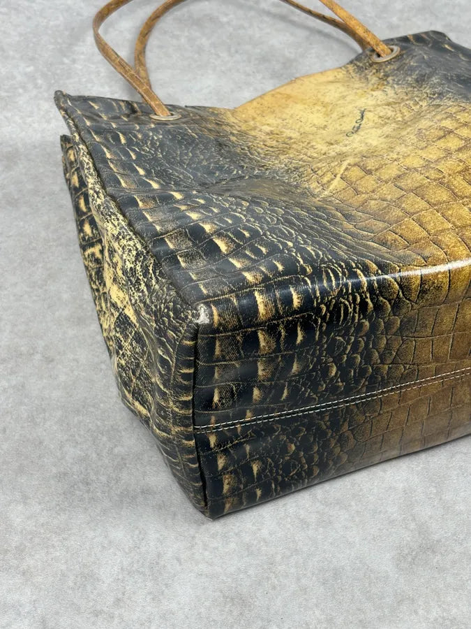 Roberto Cavalli Black Leather Crocodile Embossed Tote Bag RNfkXIF 5