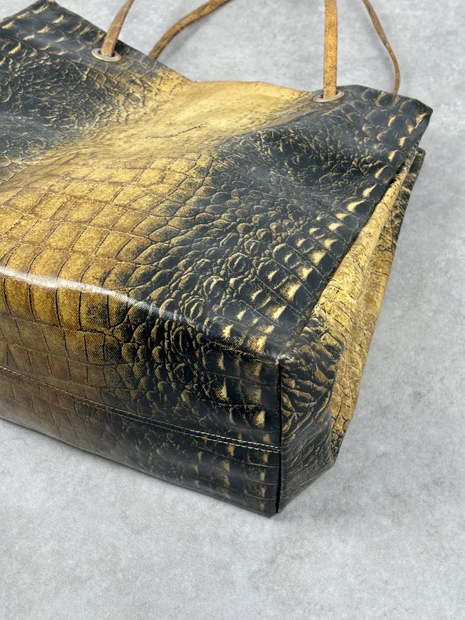 Roberto Cavalli Black Leather Crocodile Embossed Tote Bag RNfkXIF 4