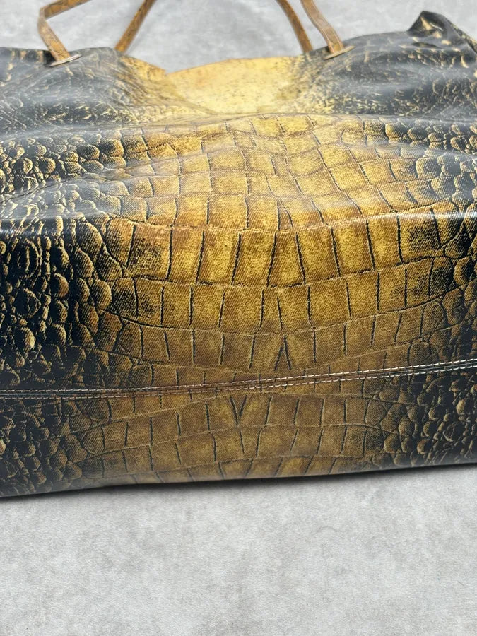 Roberto Cavalli Black Leather Crocodile Embossed Tote Bag RNfkXIF 6