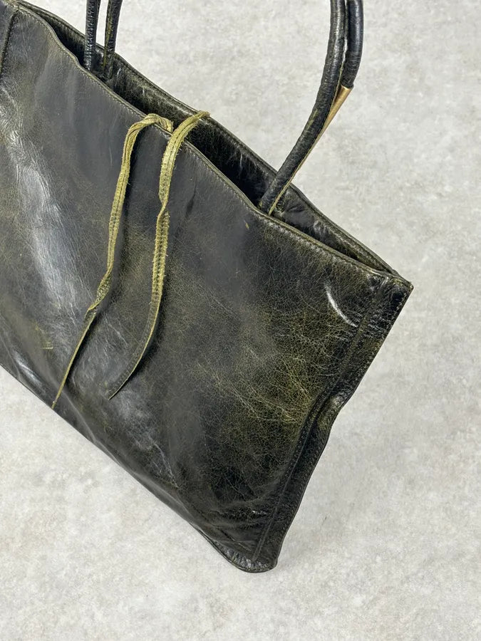 SS2001 Roberto Cavalli Black Leather Silk-Lined Tote Bag BDyrkLk 9