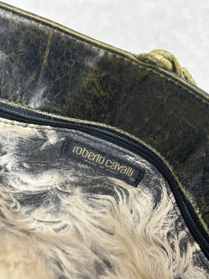 SS2001 Roberto Cavalli Black Leather Silk-Lined Tote Bag BDyrkLk 13