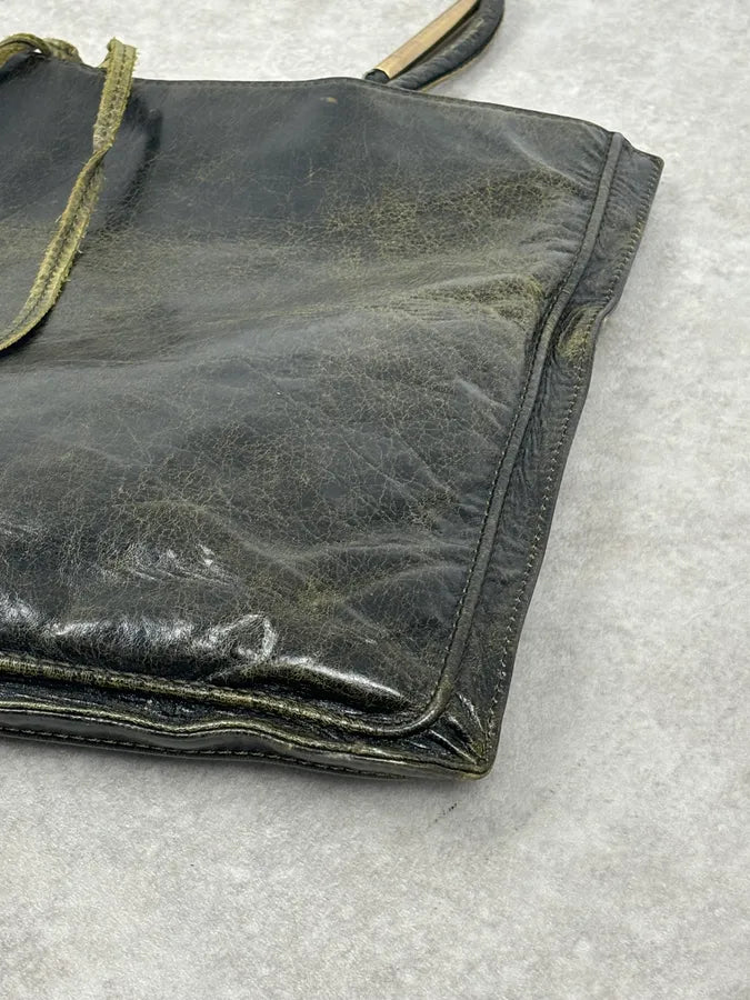 SS2001 Roberto Cavalli Black Leather Silk-Lined Tote Bag BDyrkLk 6