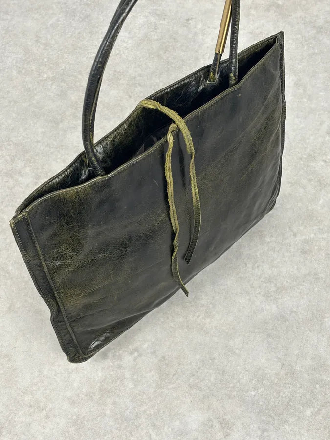 SS2001 Roberto Cavalli Black Leather Silk-Lined Tote Bag BDyrkLk 5