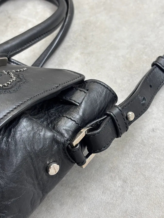 Roberto Cavalli Black Leather Studded Handle Bag xjHToMn 10