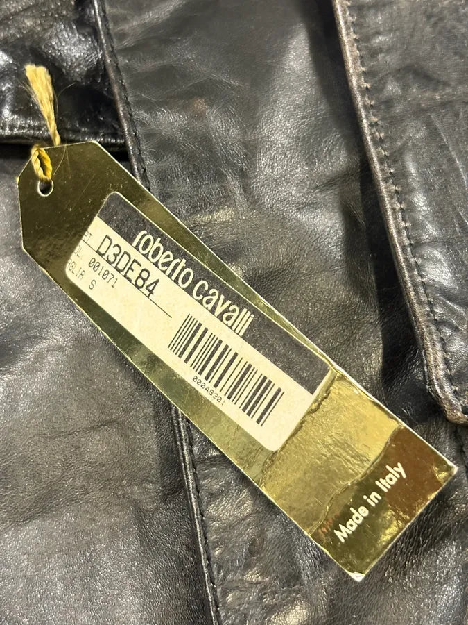 2000s Roberto Cavalli Black Leather Premium Trench Coat uUGaGPj 10