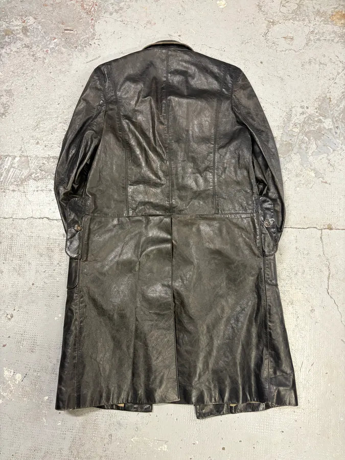 2000s Roberto Cavalli Black Leather Premium Trench Coat uUGaGPj 5