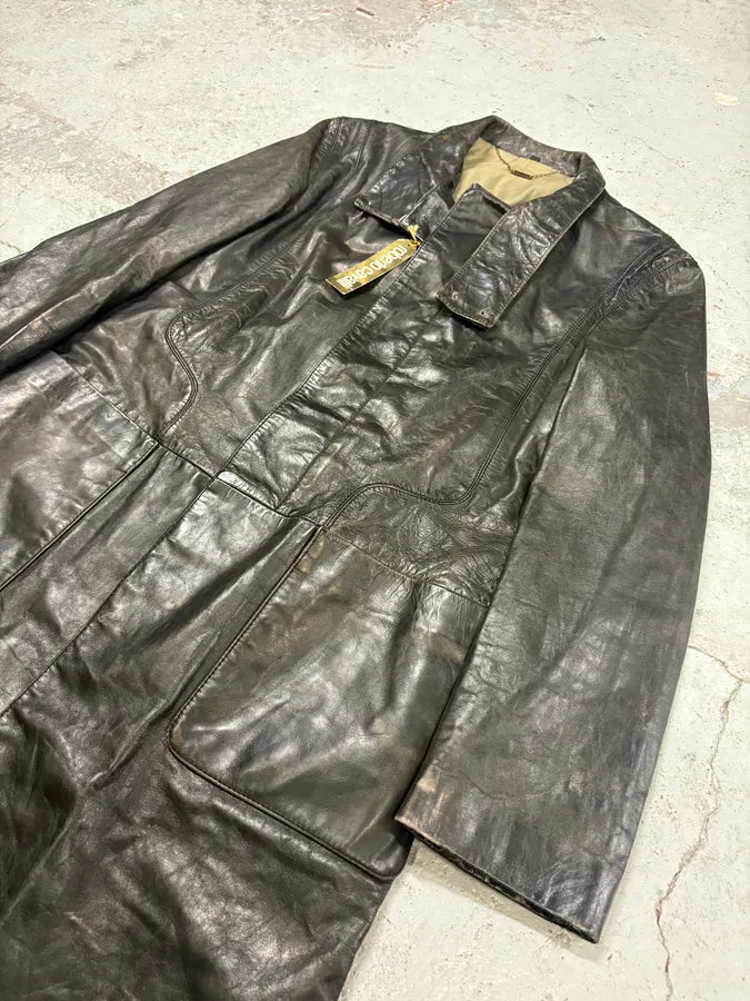 2000s Roberto Cavalli Black Leather Premium Trench Coat uUGaGPj 4