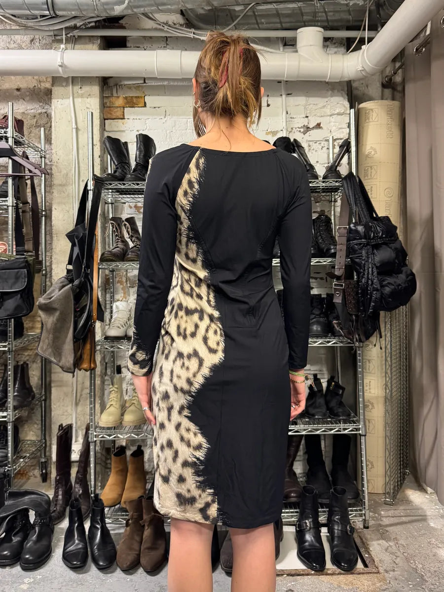 Roberto Cavalli Black Leopard Faded Long Dress OswrBBU 1