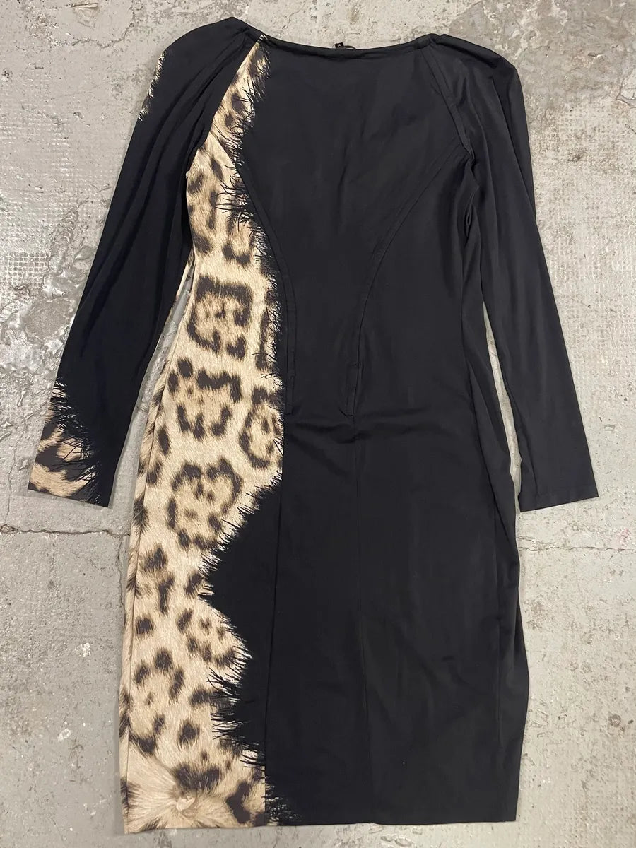 Roberto Cavalli Black Leopard Faded Long Dress OswrBBU 3